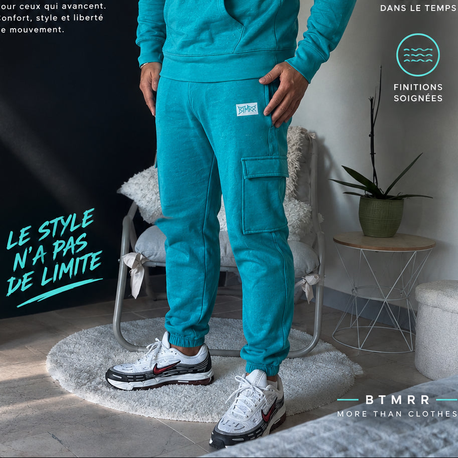pantalon jogging cargo (bleu turquoise)