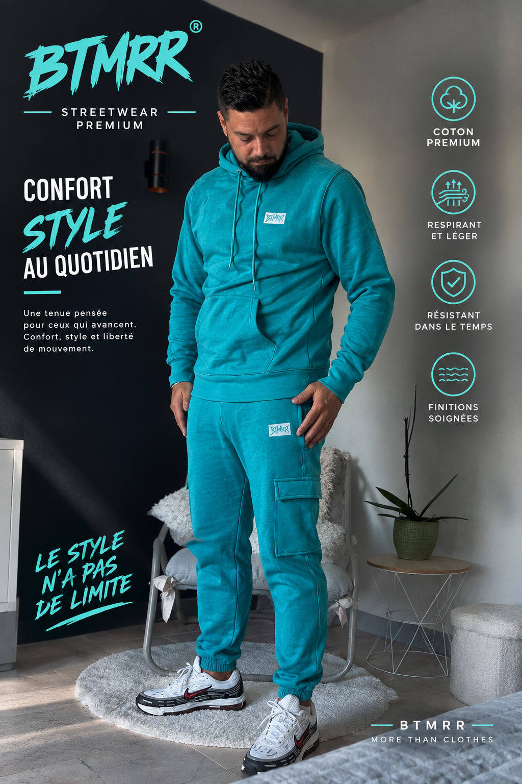 pantalon jogging cargo (bleu turquoise)