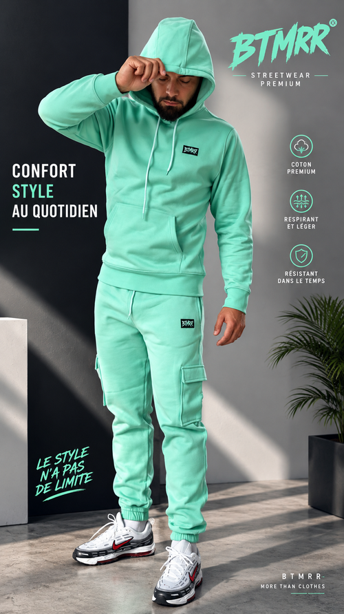 Pantalon jogging cargo (vert eau)