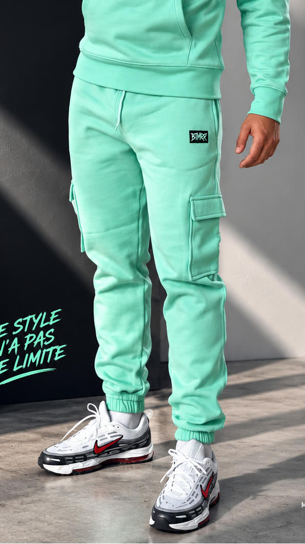 Pantalon jogging cargo (vert eau)