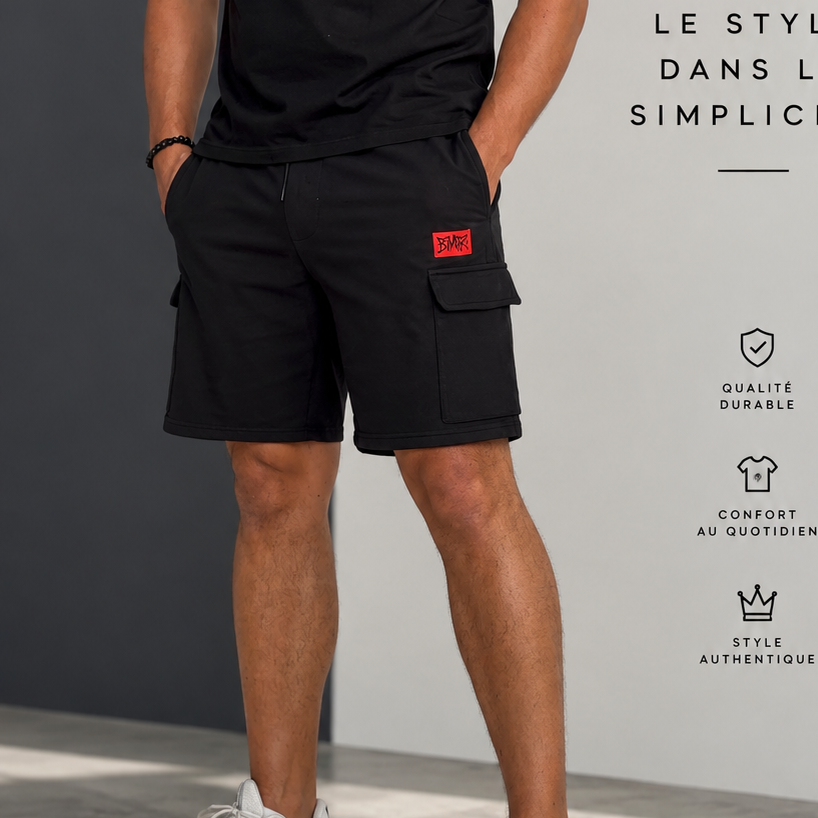 Short cargo logo rose/noir  (noir)