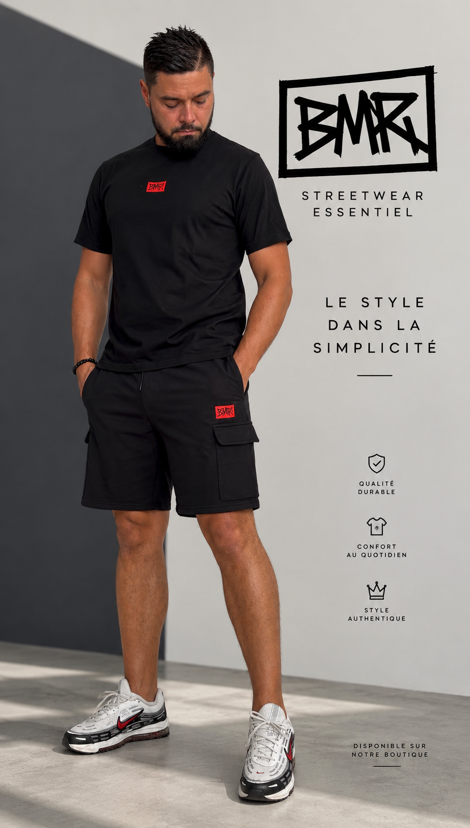 T-shirt manche courte logo rose/noir  (noir)