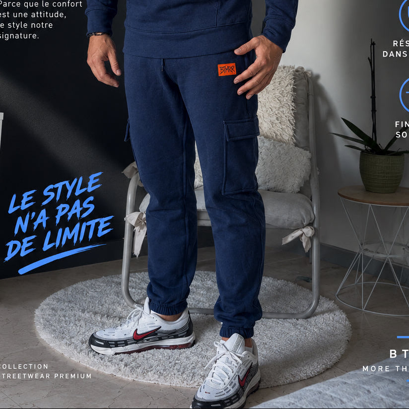 pantalon jogging cargo (bleu marine)
