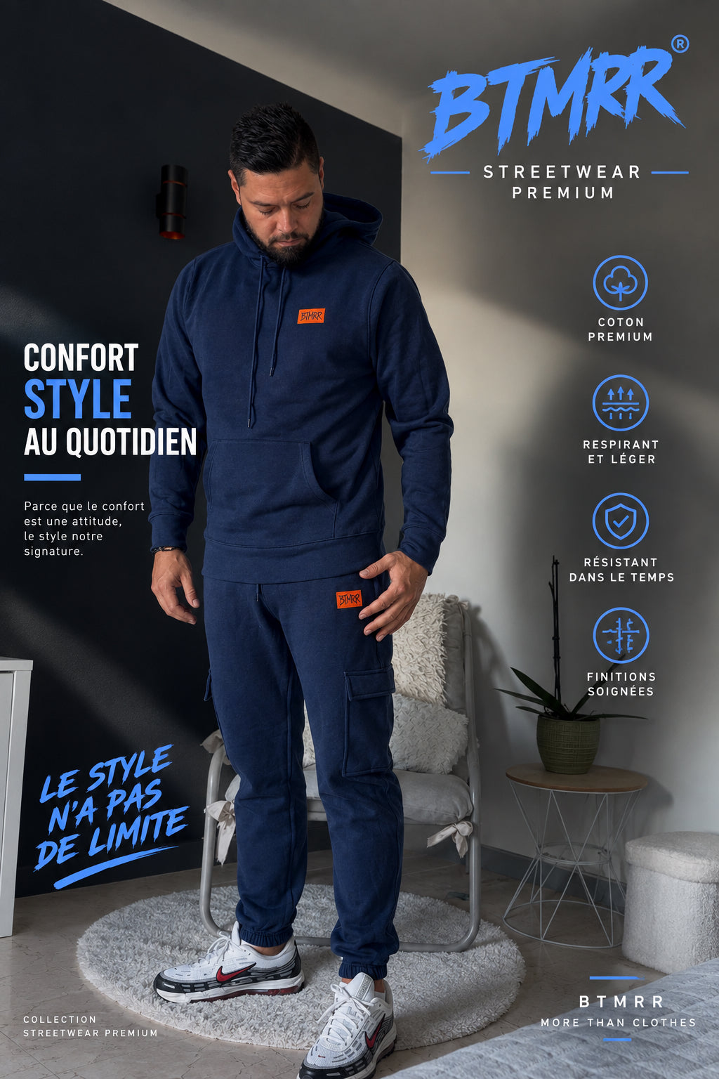 pantalon jogging cargo (bleu marine)