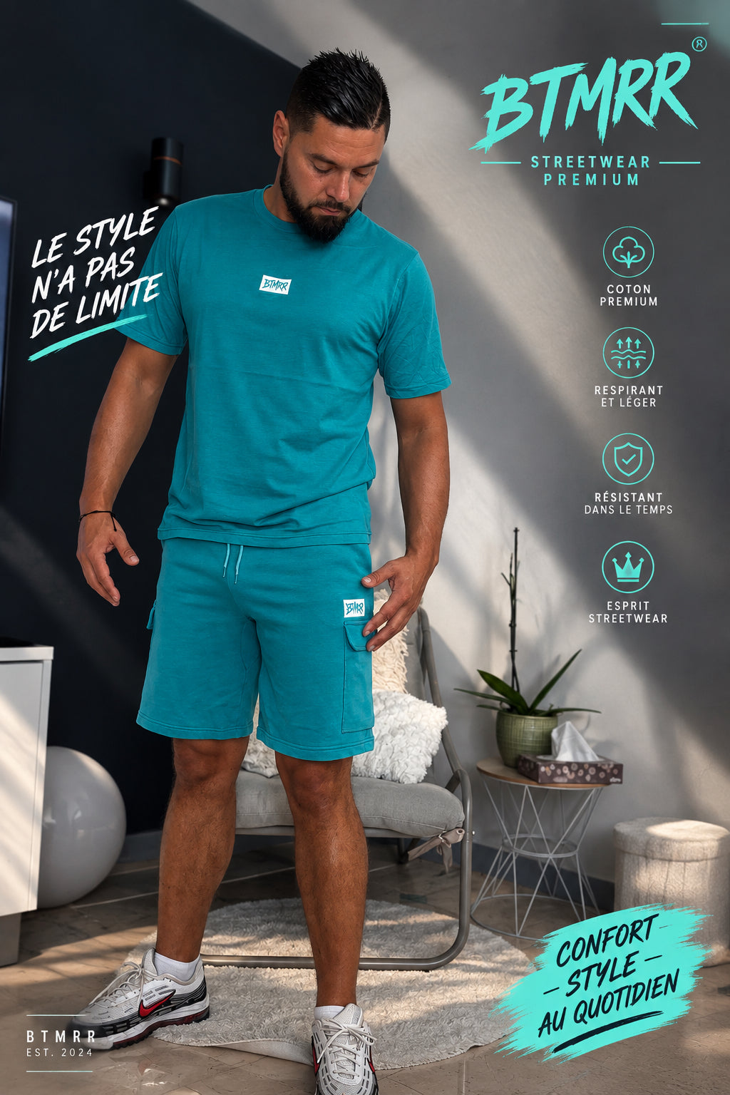 T-shirt manche courte (bleu turquoise)