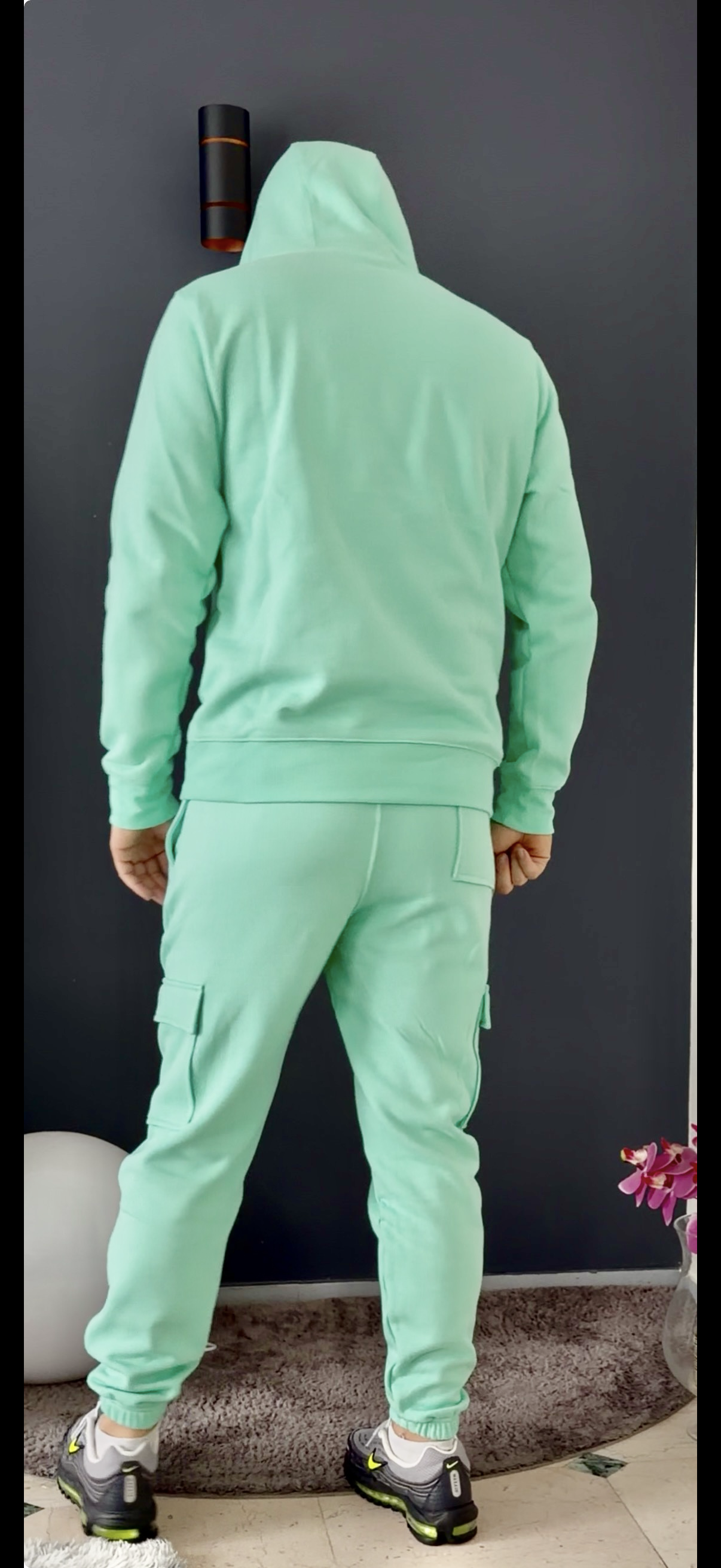 Pantalon jogging cargo (vert eau)