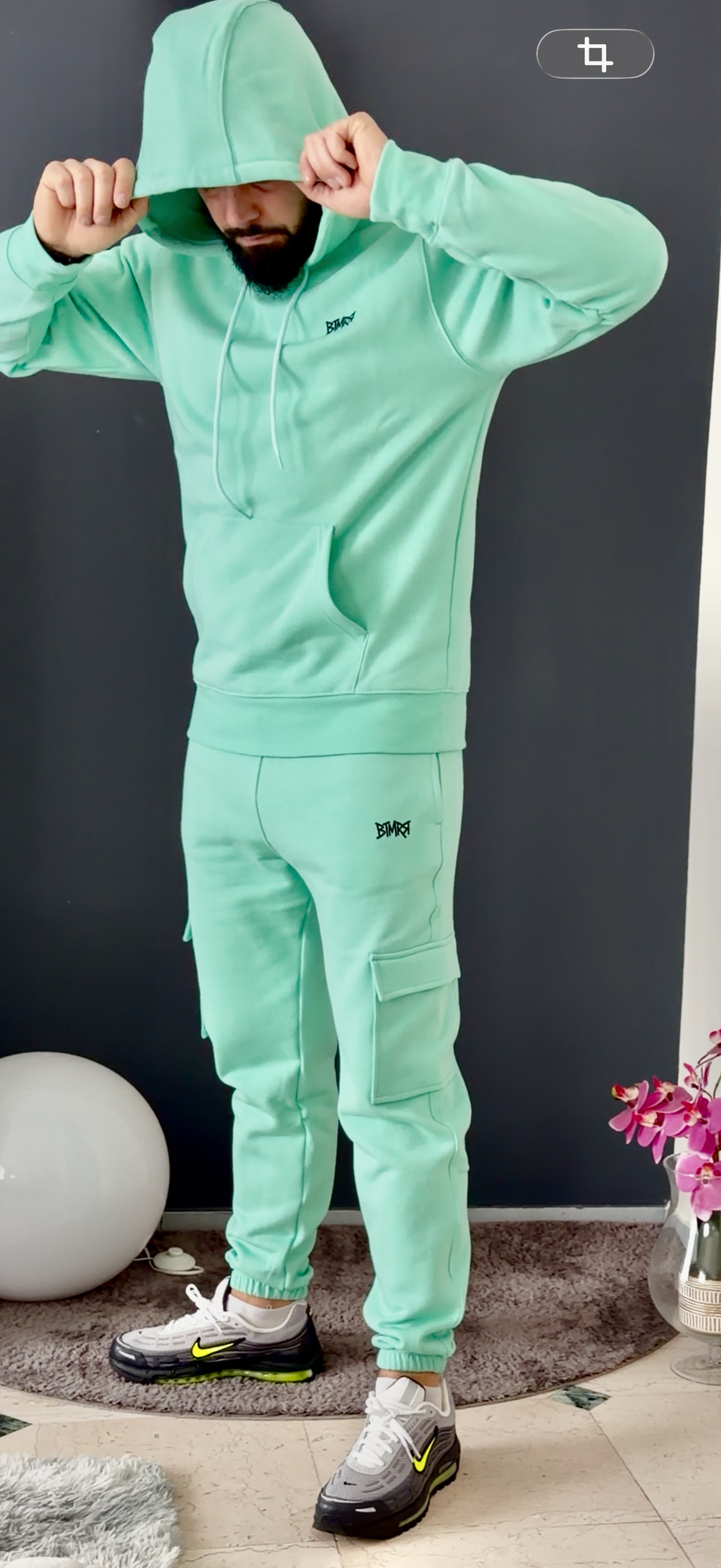Pantalon jogging cargo (vert eau)