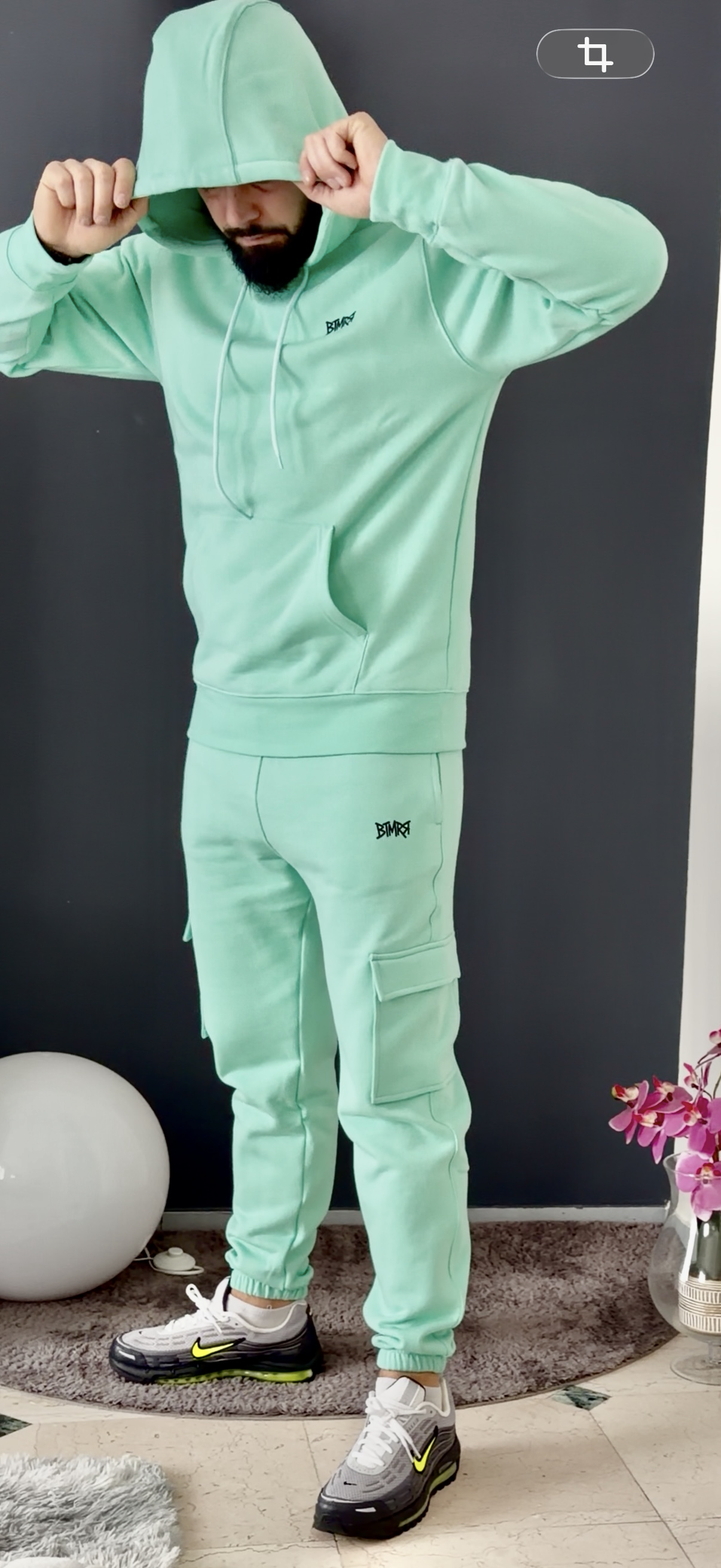 Pantalon jogging cargo (vert eau)