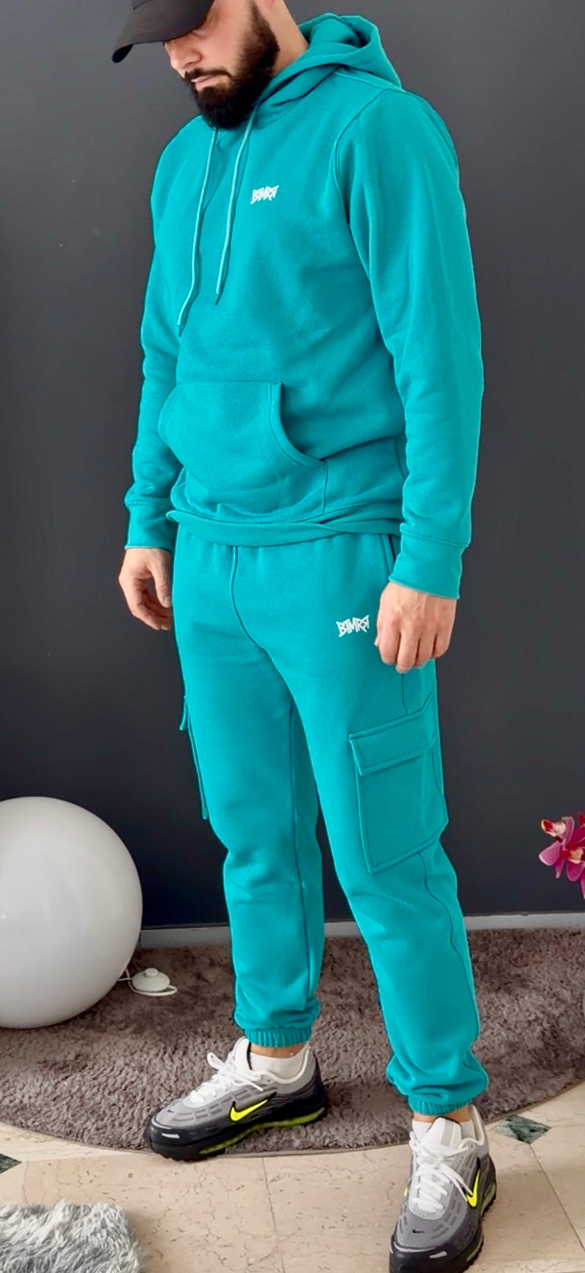 pantalon jogging cargo (bleu turquoise)