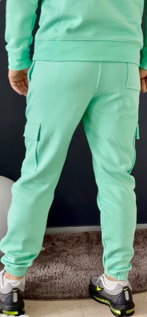 Pantalon jogging cargo (vert eau)