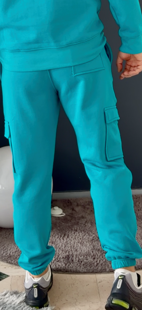 pantalon jogging cargo (bleu turquoise)
