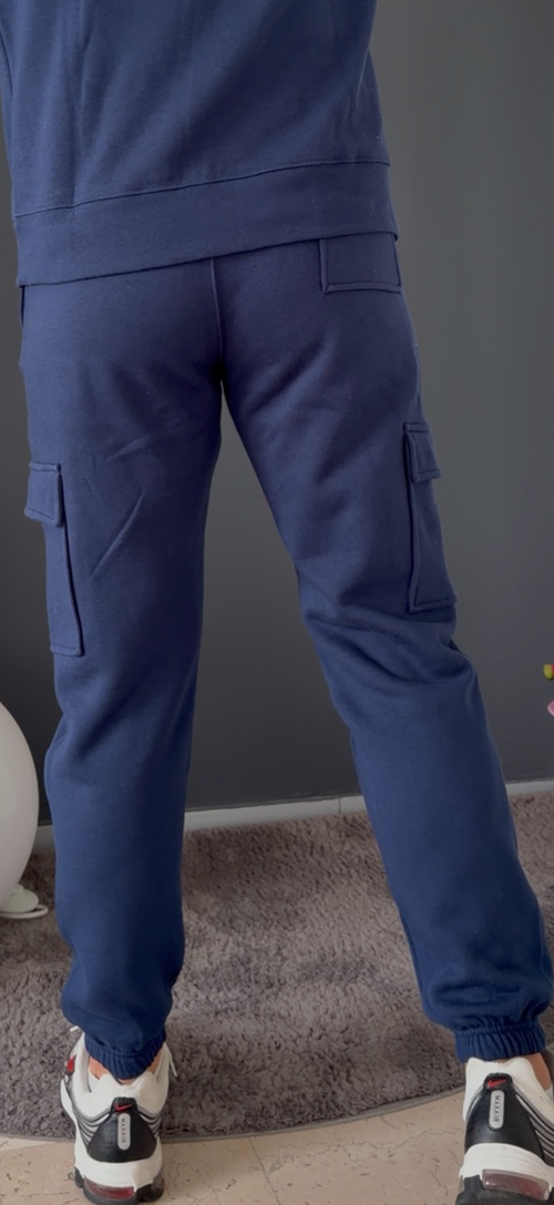 pantalon jogging cargo (bleu marine)